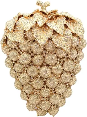 Hollow Carved Grape Rhinestone Evening Clutch Women Luxury Crystal Handbags Purses for Party and Wedding
