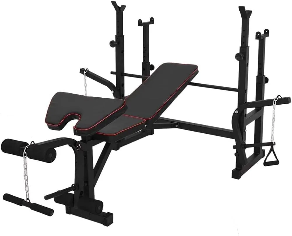 Home Dumbbell Bench Multi-Function Weight Lifting Bench Press Bench,Heavy Duty Utility Barbell Squat Rack,Home/Gym Bodybuilding Workout Machine Core Strength Training Fitness Equipment