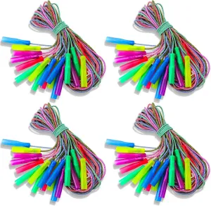 Honoson Rainbow Jump Rope Bulk Gift for Kids 7.8ft Nylon Stripe Ropes with Handle Adjustable Colorful Party Favor Christmas Charity Gift Box Outdoor Indoor Fun Game Exercise Fitness Activity