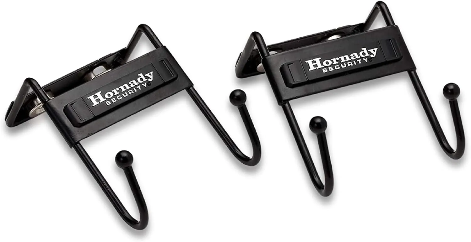 Hornady Magnetic Safe Hooks 95911, 2 Pack - Two-Pronged Hook with Non-Scratch Coating and Heavy Duty Magnets Rated for 35 Pounds Securely Organize Your Gear, Gun Case, Binoculars, Range Bags, & More