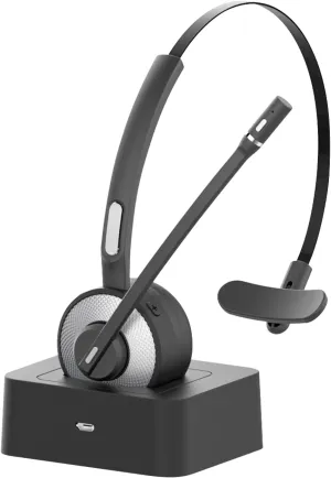 HUAKUA Bluetooth Headset with Microphone, Single Ear Trucker Headset with Noise Cancelling, Mute Function, Clear Sound for Cell Phones, PC, Laptop, Home Office