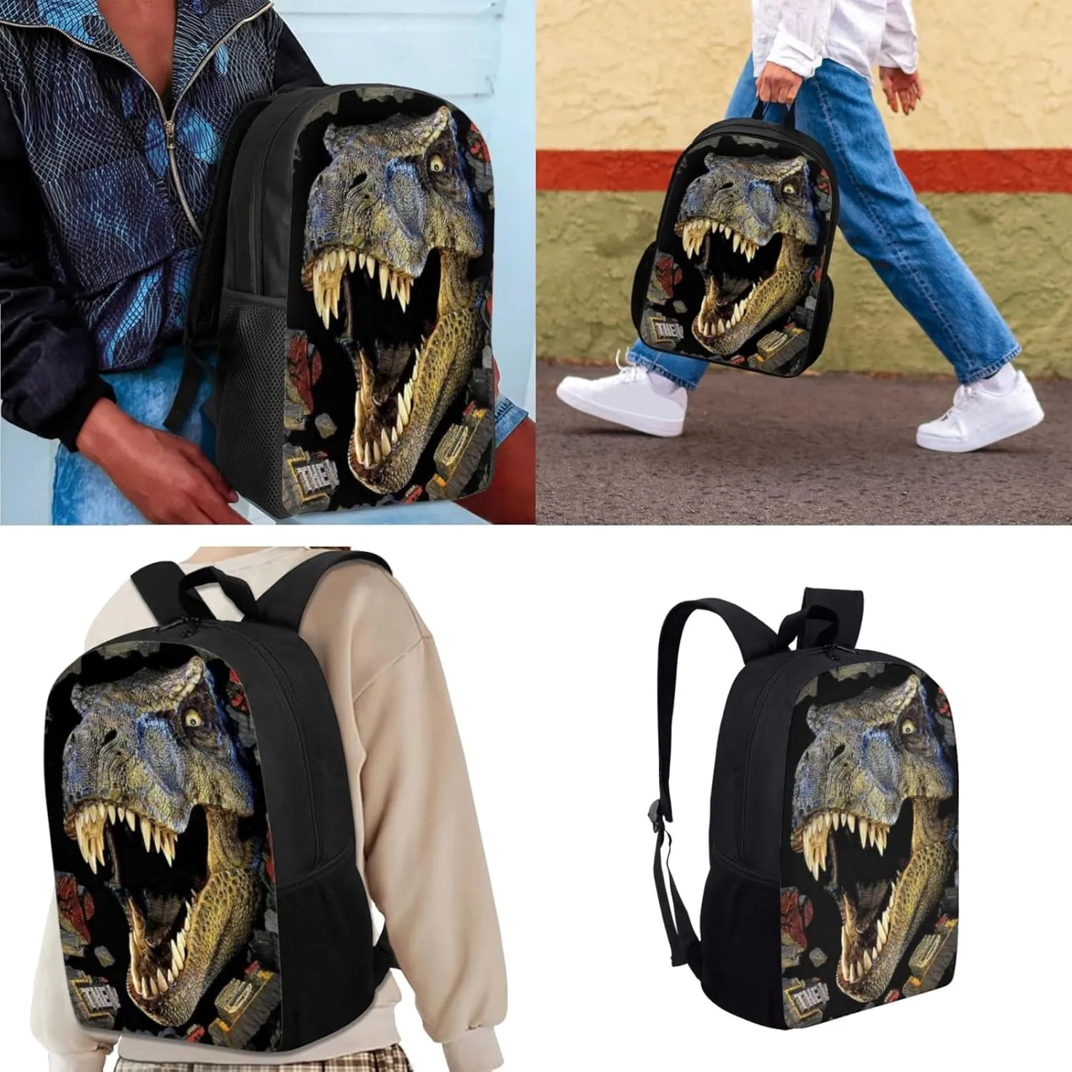HUGS IDEA 3 Pcs School Bag Set with Thermal Insulated Lunch Tote Purse Pencil Case