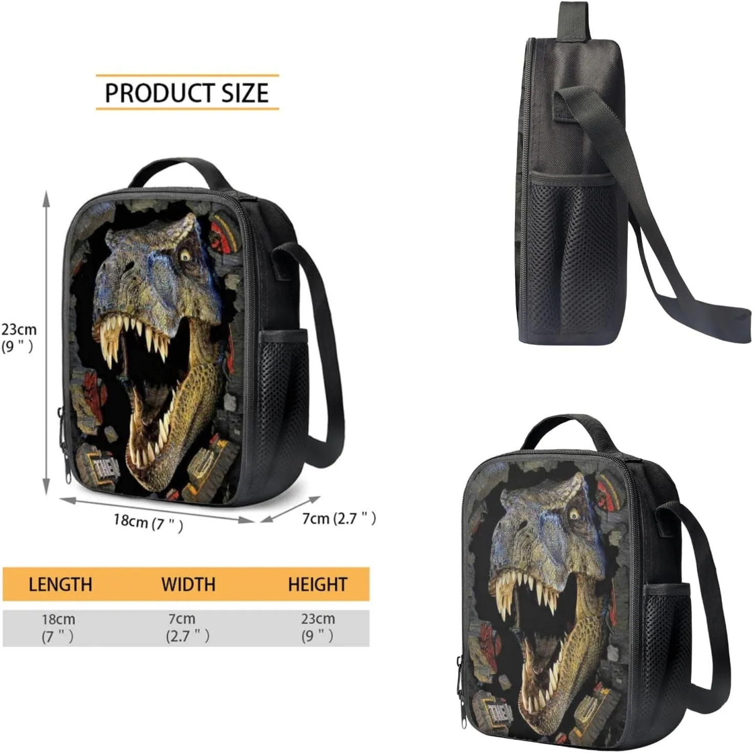 HUGS IDEA 3 Pcs School Bag Set with Thermal Insulated Lunch Tote Purse Pencil Case