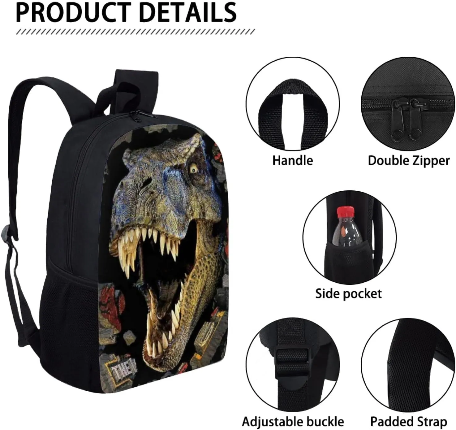 HUGS IDEA 3 Pcs School Bag Set with Thermal Insulated Lunch Tote Purse Pencil Case