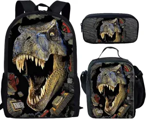 HUGS IDEA 3 Pcs School Bag Set with Thermal Insulated Lunch Tote Purse Pencil Case