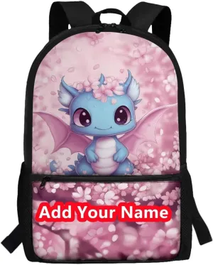 HUIACONG Custom Dragon Backpack for Girls Personalized Backpacks Customized Name School Bags Kindergarten Elementary Book Bag 5Th Grade Schoolbag
