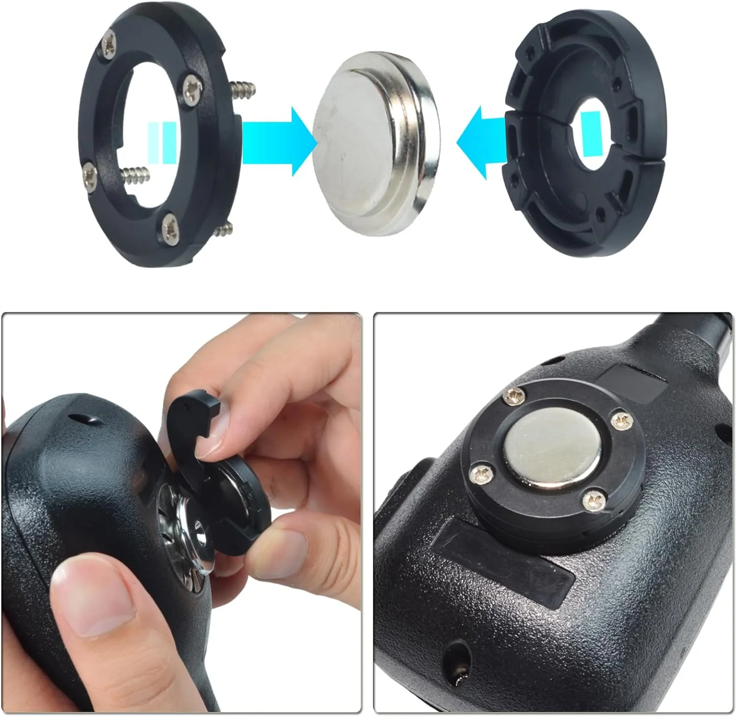 HYS Universal Round Knob Magnet Handheld Shoulder Speaker Microphone&Mic Hanger Magnet Holder Mount for Astatic 302-636LB1 Motorola HMN1090 Uniden PRO505XL Mobile CB Radio Mic with Round Knob