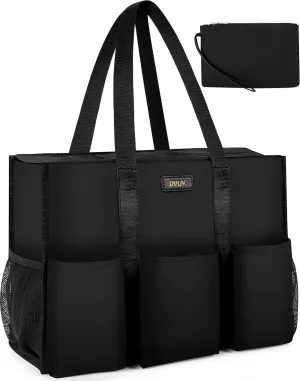 IBFUN Utility Tote Bag with 14/24 Pockets Zip Top Teacher Tote Bag for Teacher/Work Women
