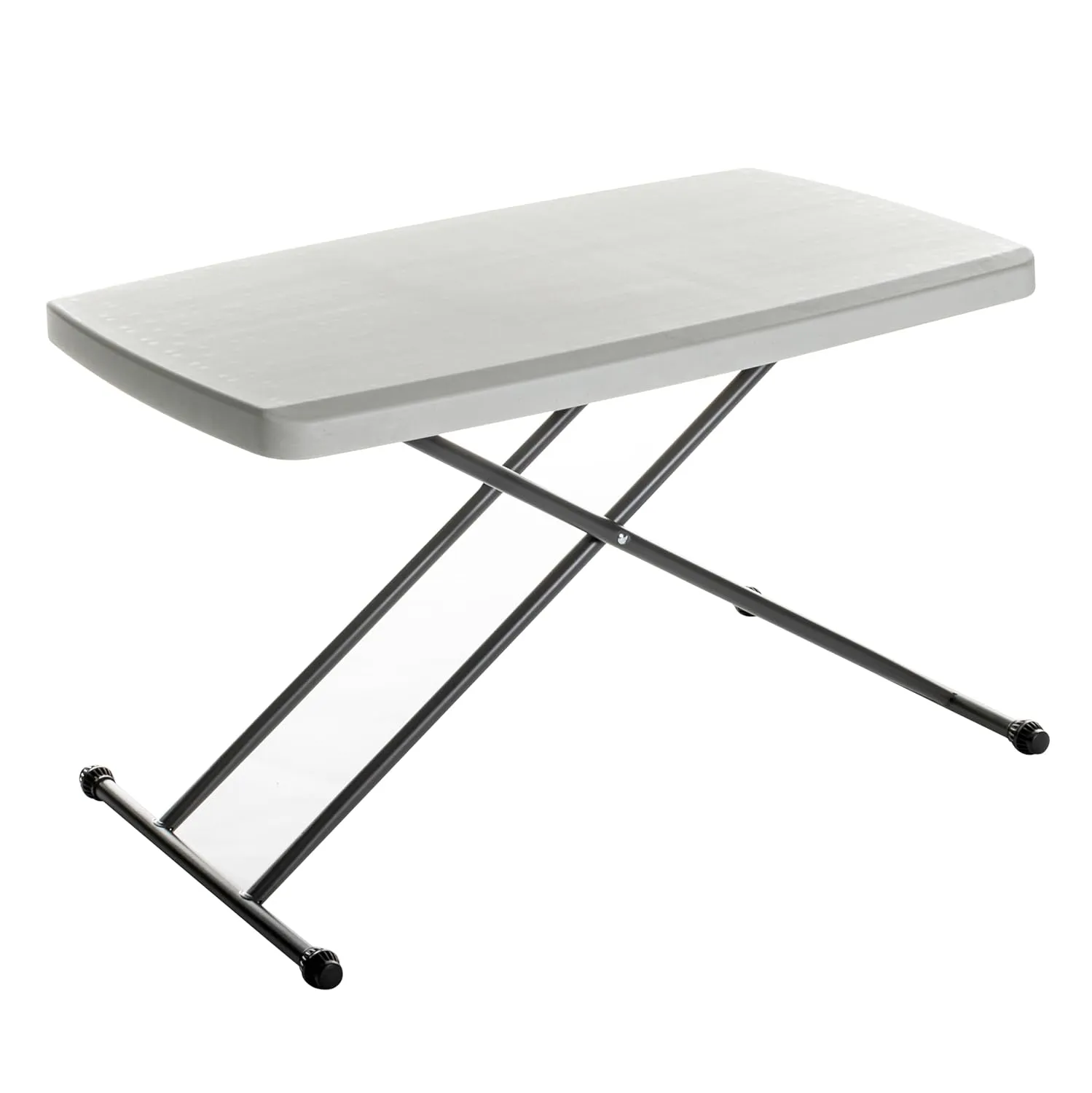 Iceberg Small Camping Personal Folding Table, Heavy Duty Utility Table, Adjustable Height, Platinum, 19.5” L x 30” W x 28" H
