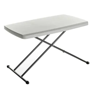 Iceberg Small Camping Personal Folding Table, Heavy Duty Utility Table, Adjustable Height, Platinum, 19.5” L x 30” W x 28" H