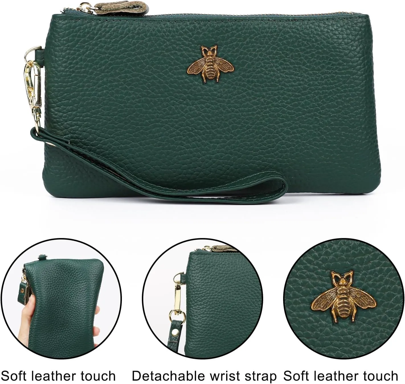 imeetu Women's Wristlet Clutch Purse Leather Cell Phone Wallet Handbag with Wrist Strap