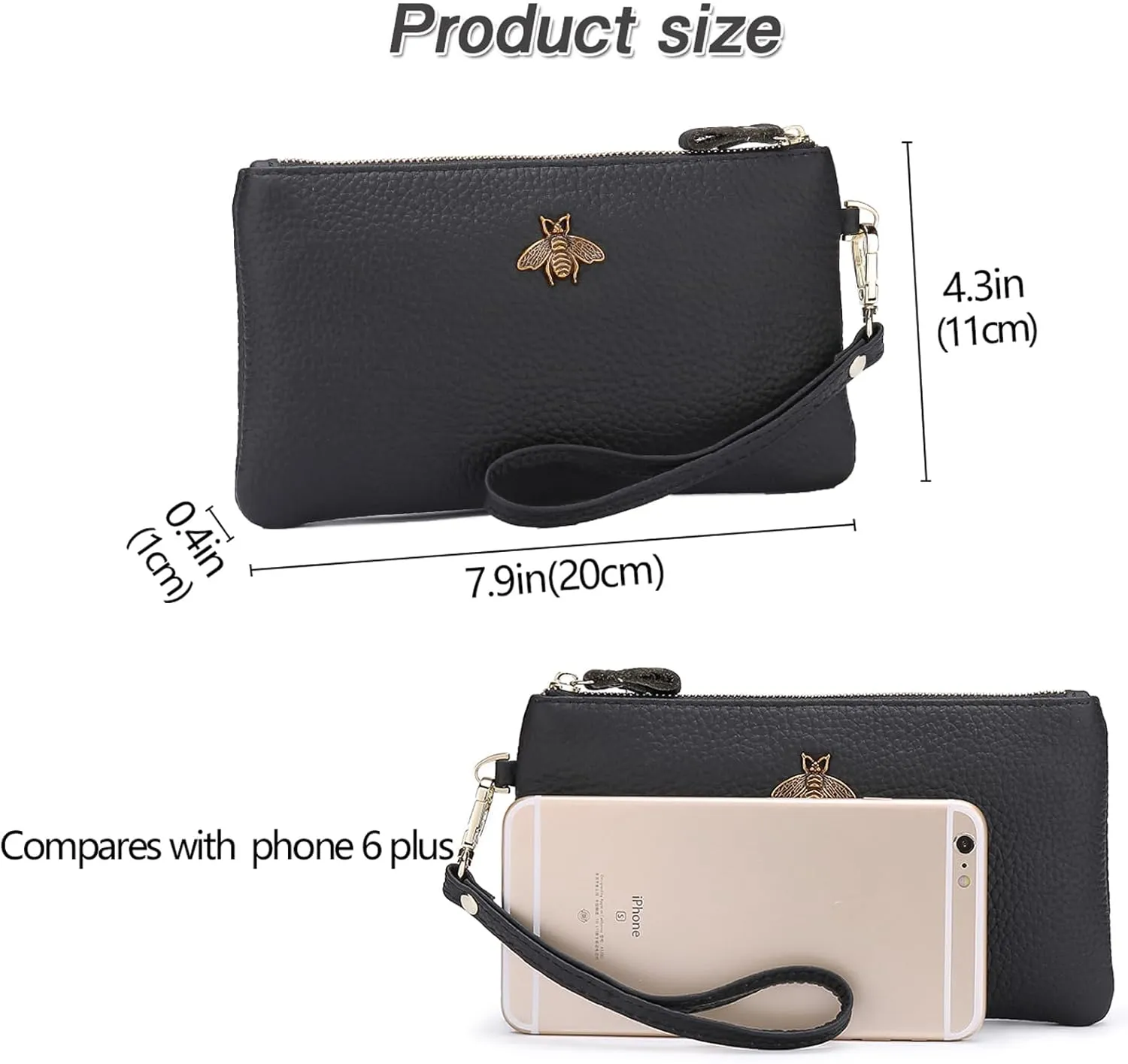 imeetu Women's Wristlet Clutch Purse Leather Cell Phone Wallet Handbag with Wrist Strap