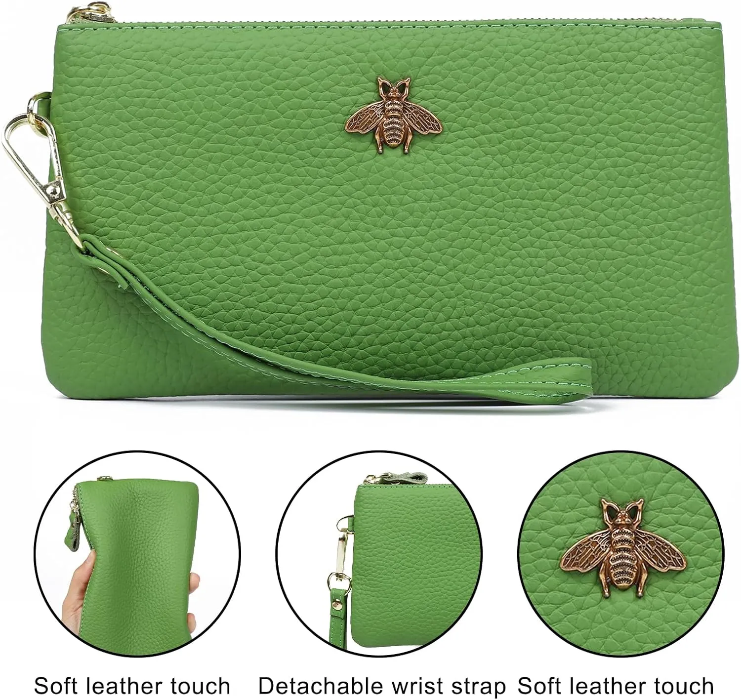 imeetu Women's Wristlet Clutch Purse Leather Cell Phone Wallet Handbag with Wrist Strap