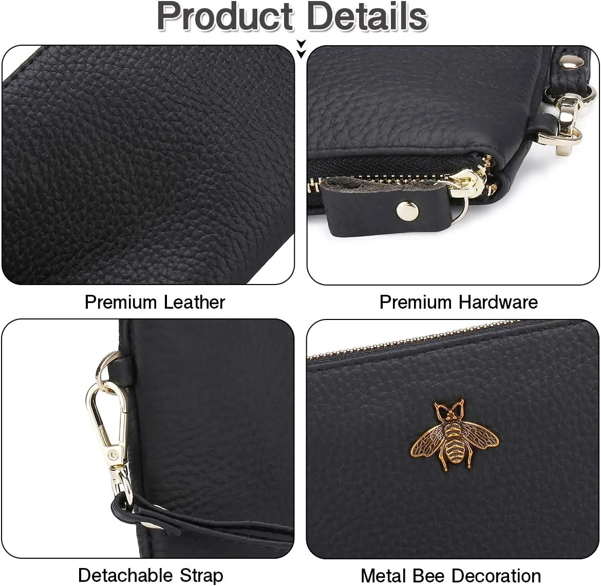 imeetu Women's Wristlet Clutch Purse Leather Cell Phone Wallet Handbag with Wrist Strap