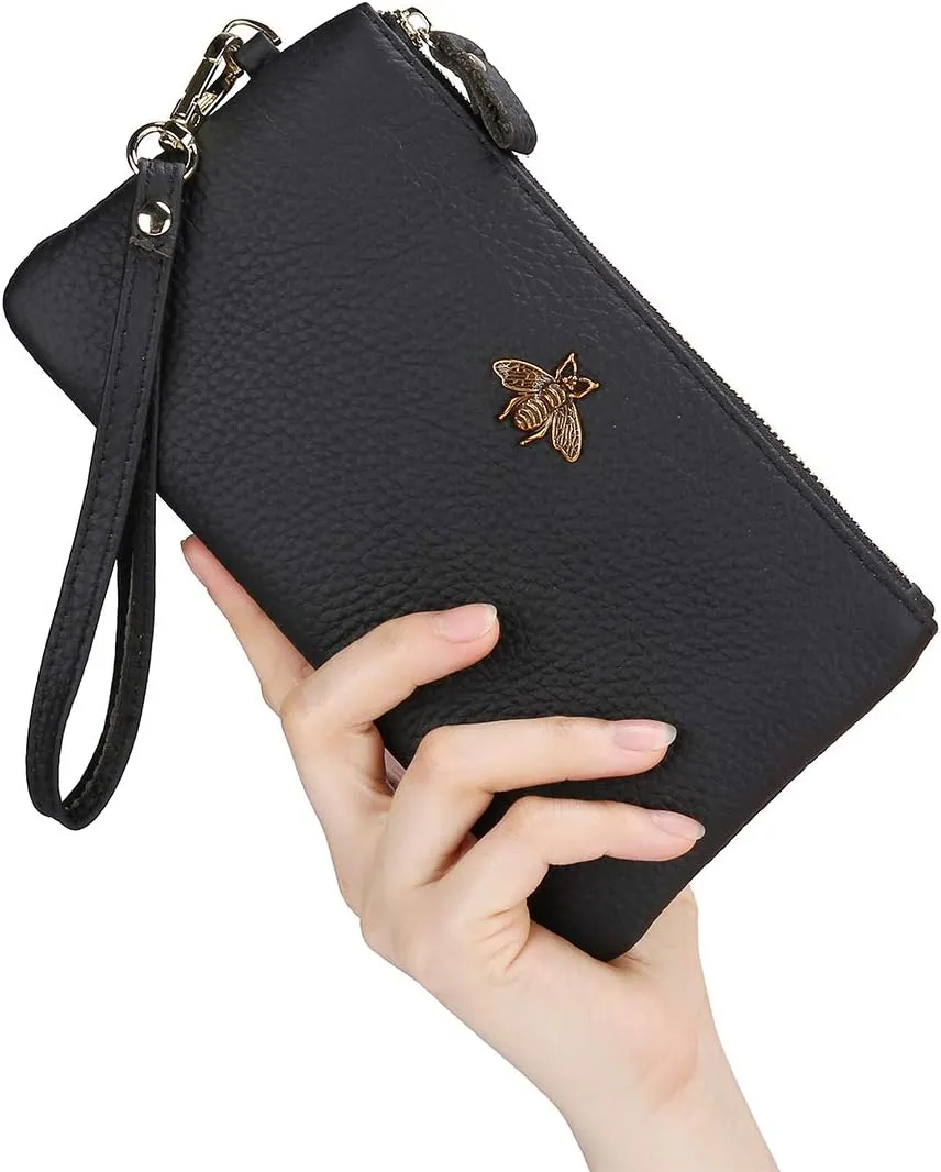 imeetu Women's Wristlet Clutch Purse Leather Cell Phone Wallet Handbag with Wrist Strap