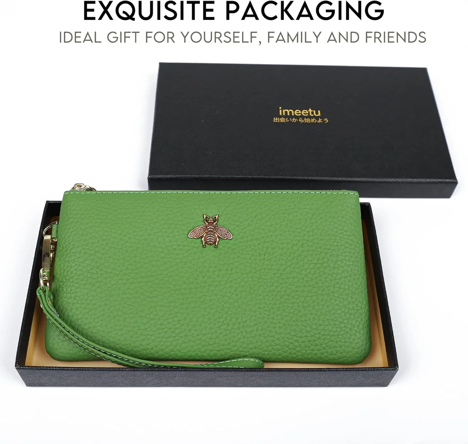 imeetu Women's Wristlet Clutch Purse Leather Cell Phone Wallet Handbag with Wrist Strap