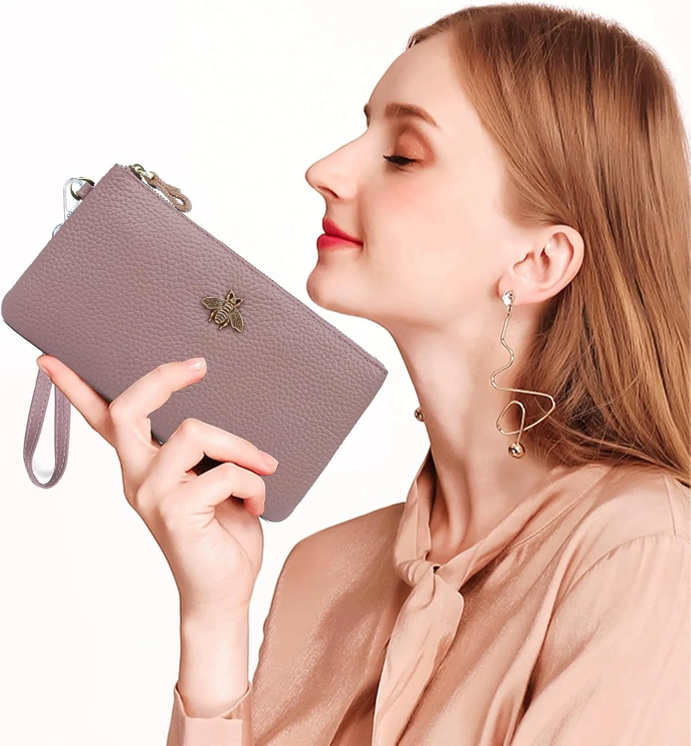 imeetu Women's Wristlet Clutch Purse Leather Cell Phone Wallet Handbag with Wrist Strap