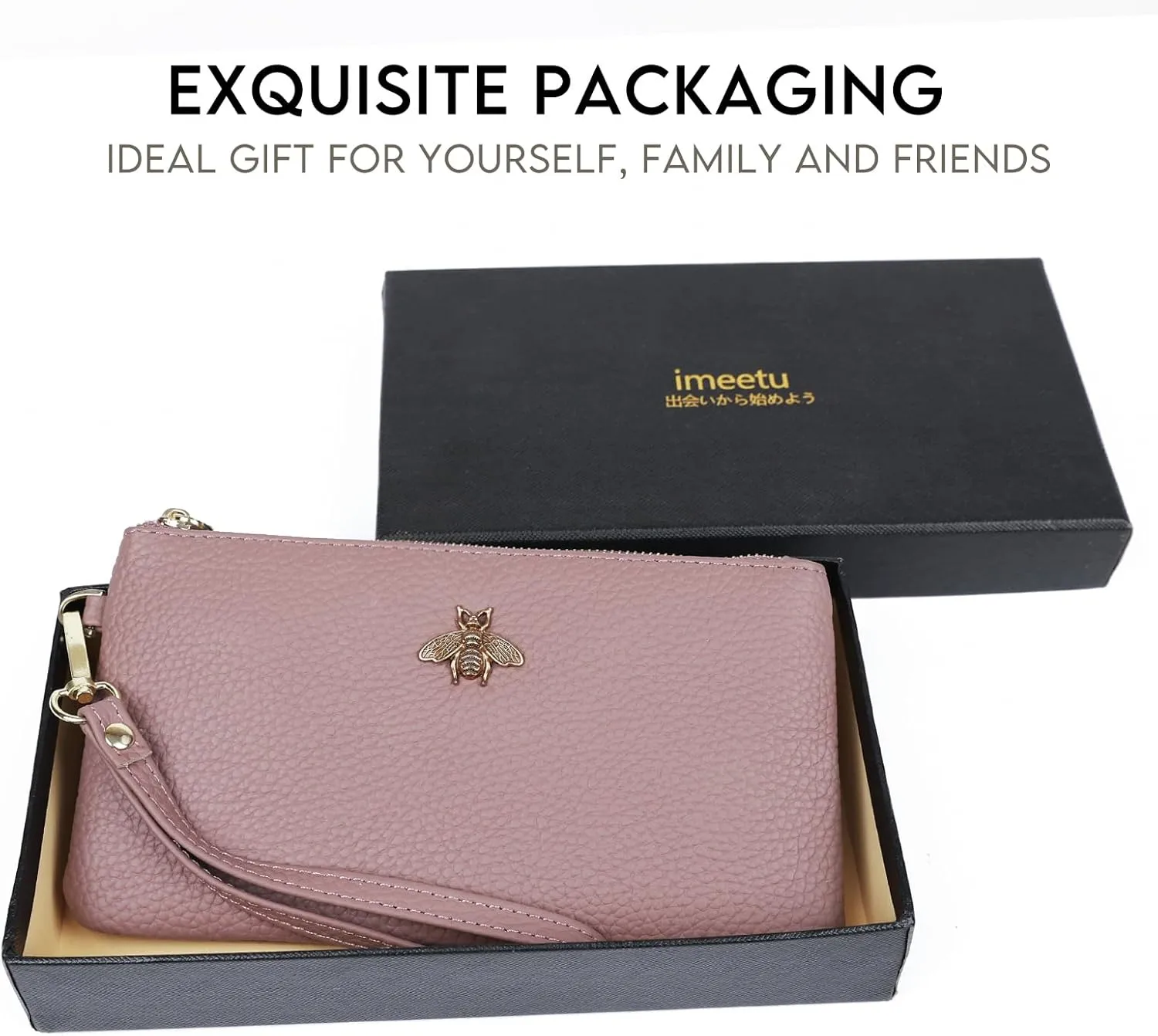 imeetu Women's Wristlet Clutch Purse Leather Cell Phone Wallet Handbag with Wrist Strap