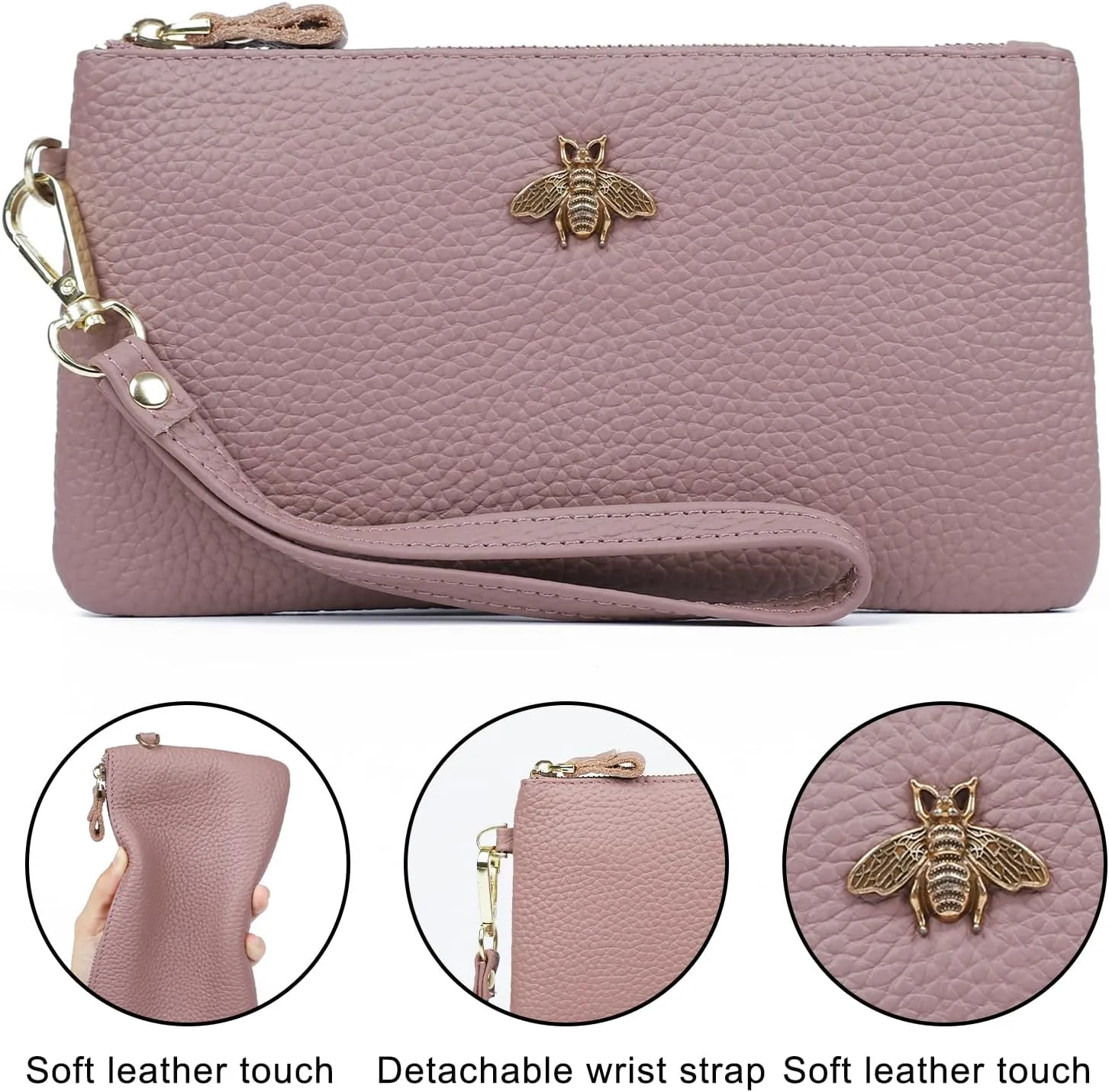 imeetu Women's Wristlet Clutch Purse Leather Cell Phone Wallet Handbag with Wrist Strap