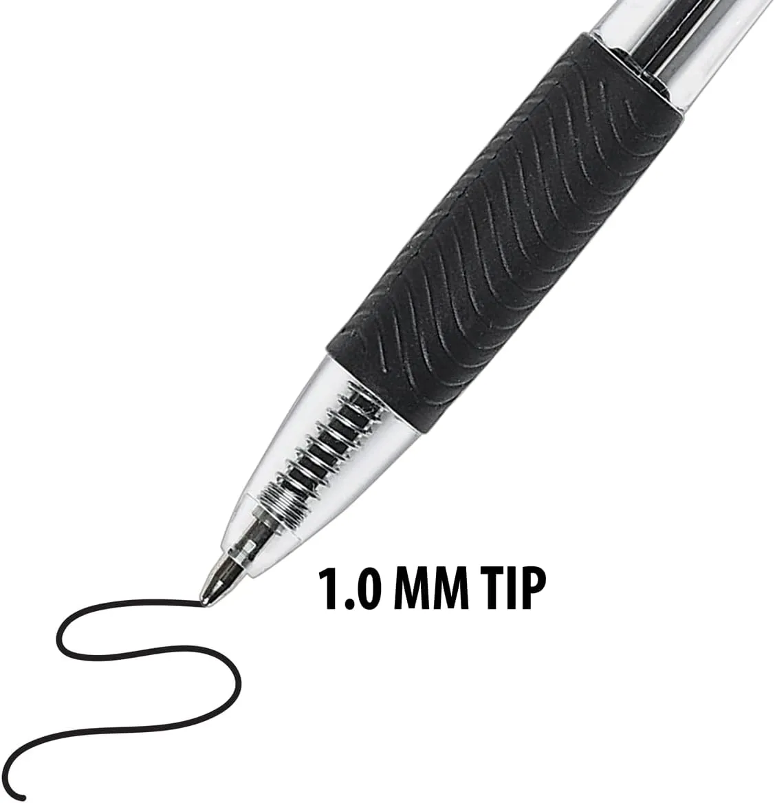 Inc. ClipClicks Retractable Ballpoint Pens - Bulk 1.0-mm Medium-Point Pen Set With Comfort Grip for School, Office, Writing, and Journaling, 75 Count, Black
