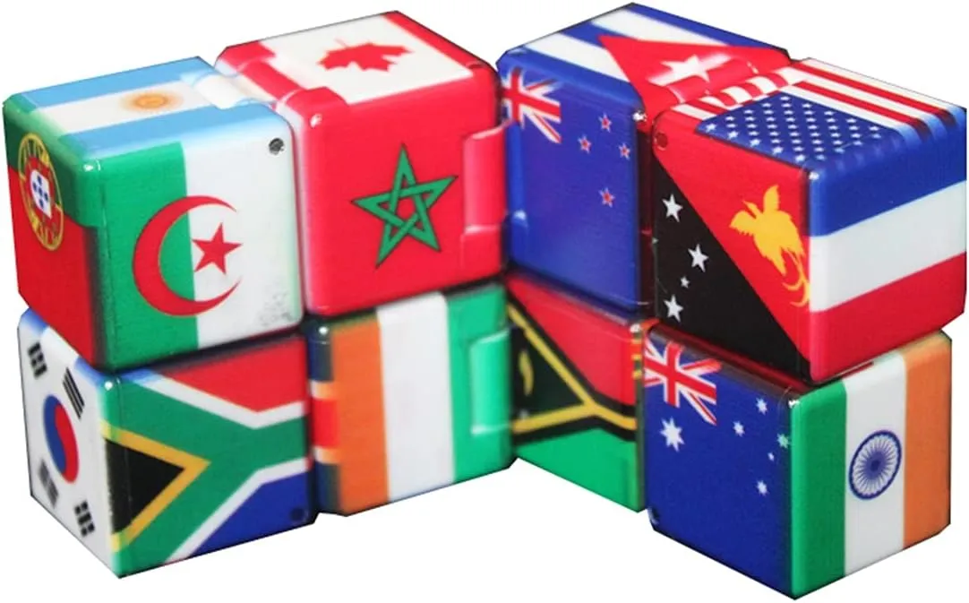 Infinity Cube, Sensory Infinity Cube Autism Relief, Braille,Fruit,Lovely Dog Magic Cube Puzzle for Adults Hand Cube Relieve Stress and Anxiety Relief (Flag Cube)