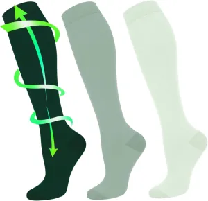 Iseasoo 3 Pairs Copper Compression Socks for Women&Men Circulation-Best for Running,Nursing,Hiking,Flight&Travel