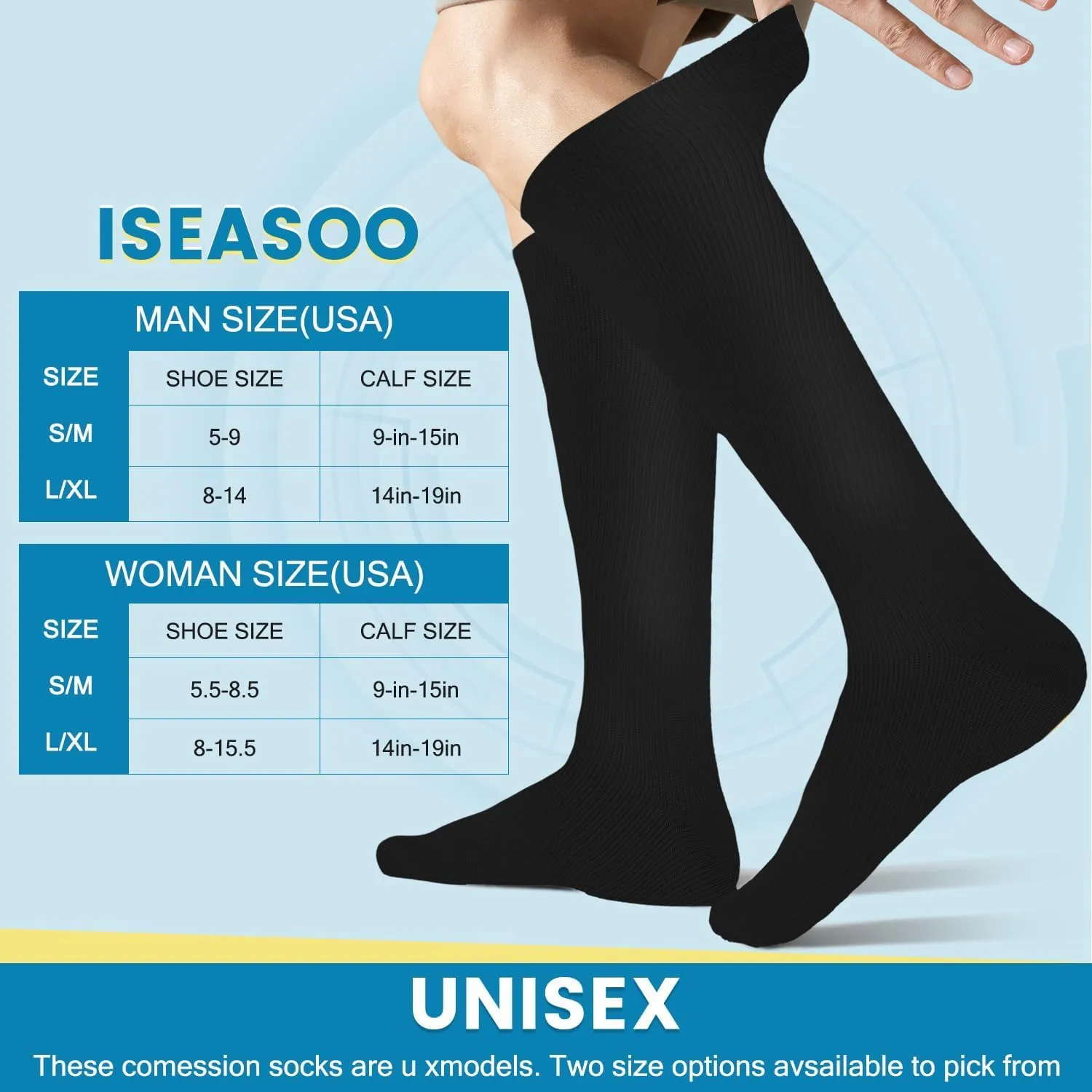 Iseasoo 3 Pairs Copper Compression Socks for Women&Men Circulation-Best for Running,Nursing,Hiking,Flight&Travel