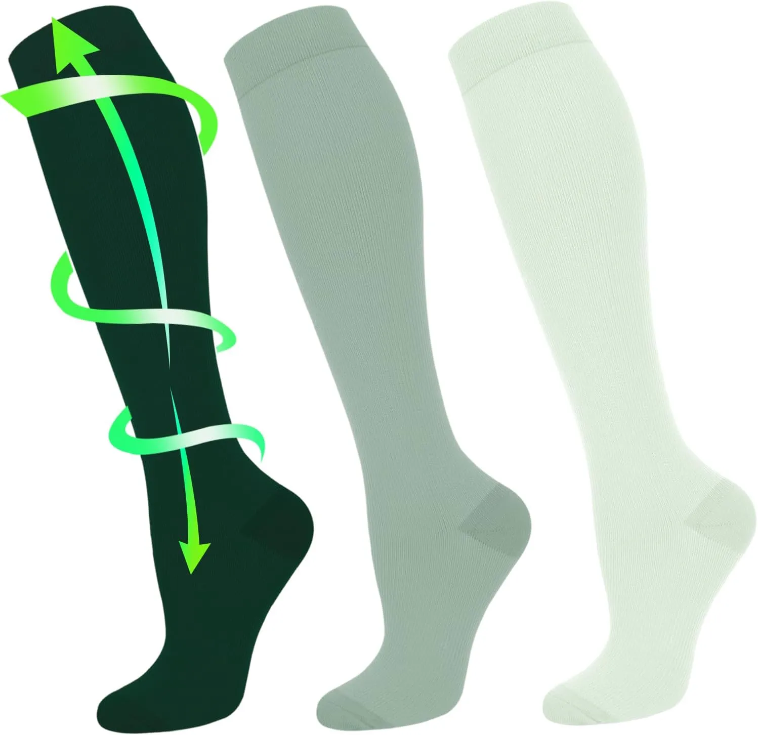 Iseasoo 3 Pairs Copper Compression Socks for Women&Men Circulation-Best for Running,Nursing,Hiking,Flight&Travel
