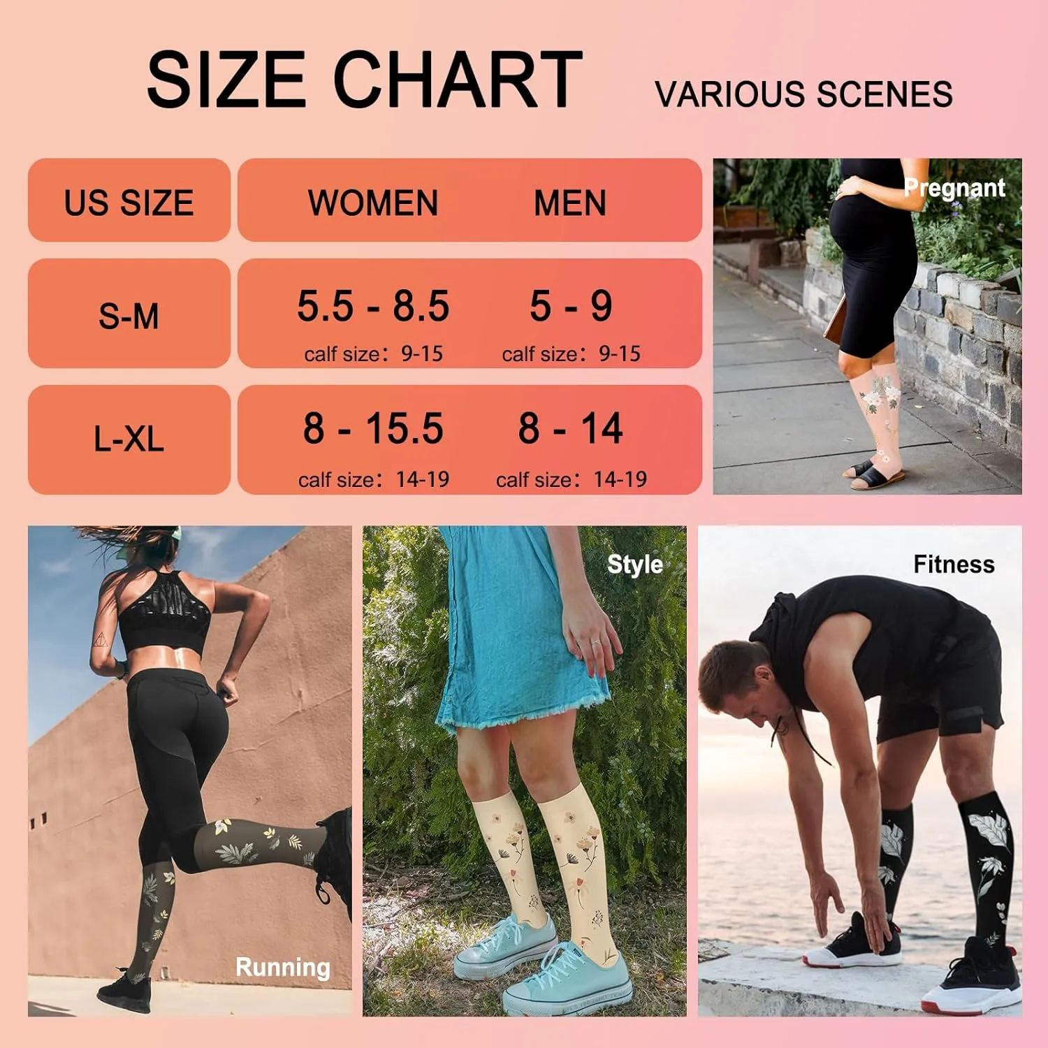 Iseasoo 4 Pairs Compression Socks for Women Circulation-Best Support for Nurses,Running,Athletic,Travel
