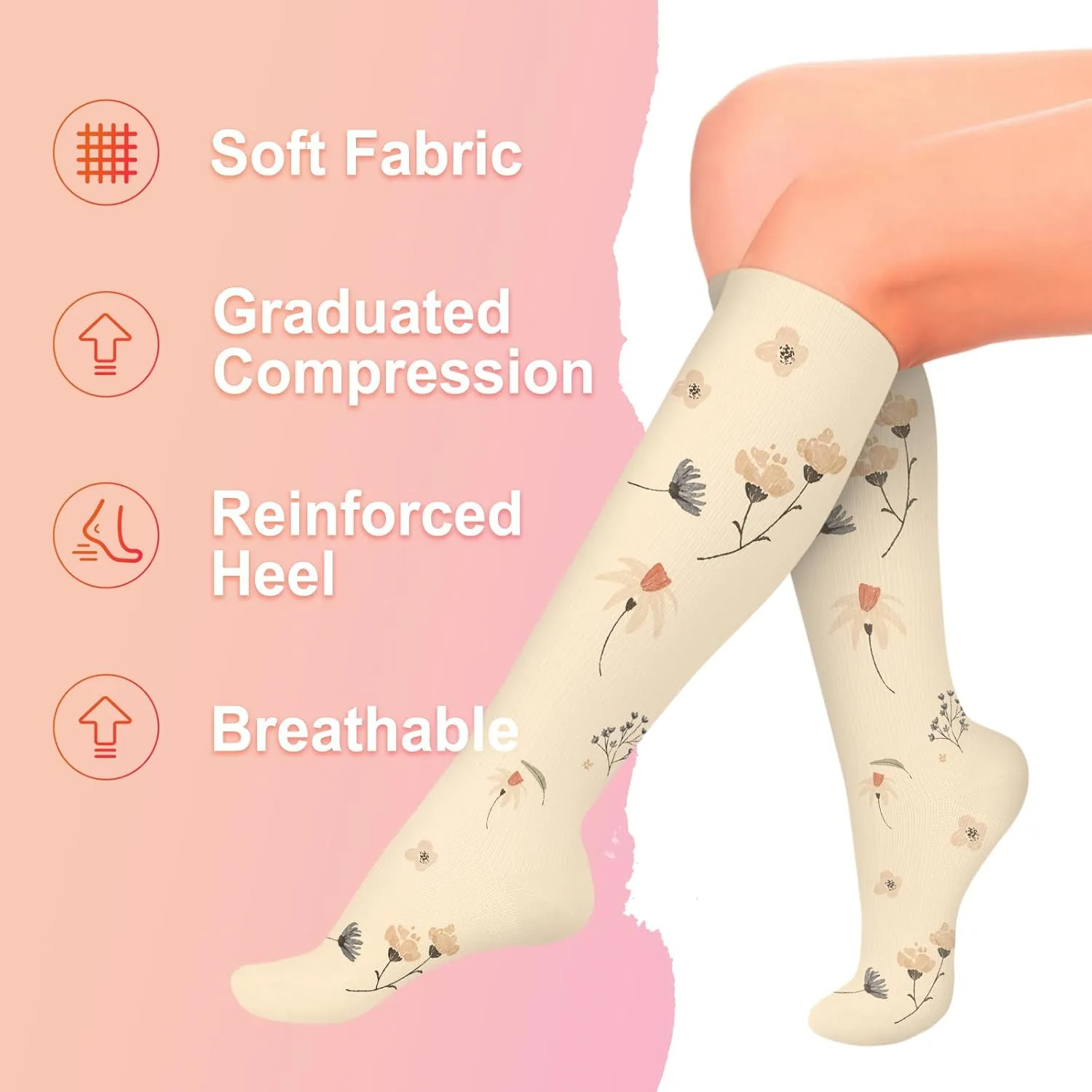 Iseasoo 4 Pairs Compression Socks for Women Circulation-Best Support for Nurses,Running,Athletic,Travel