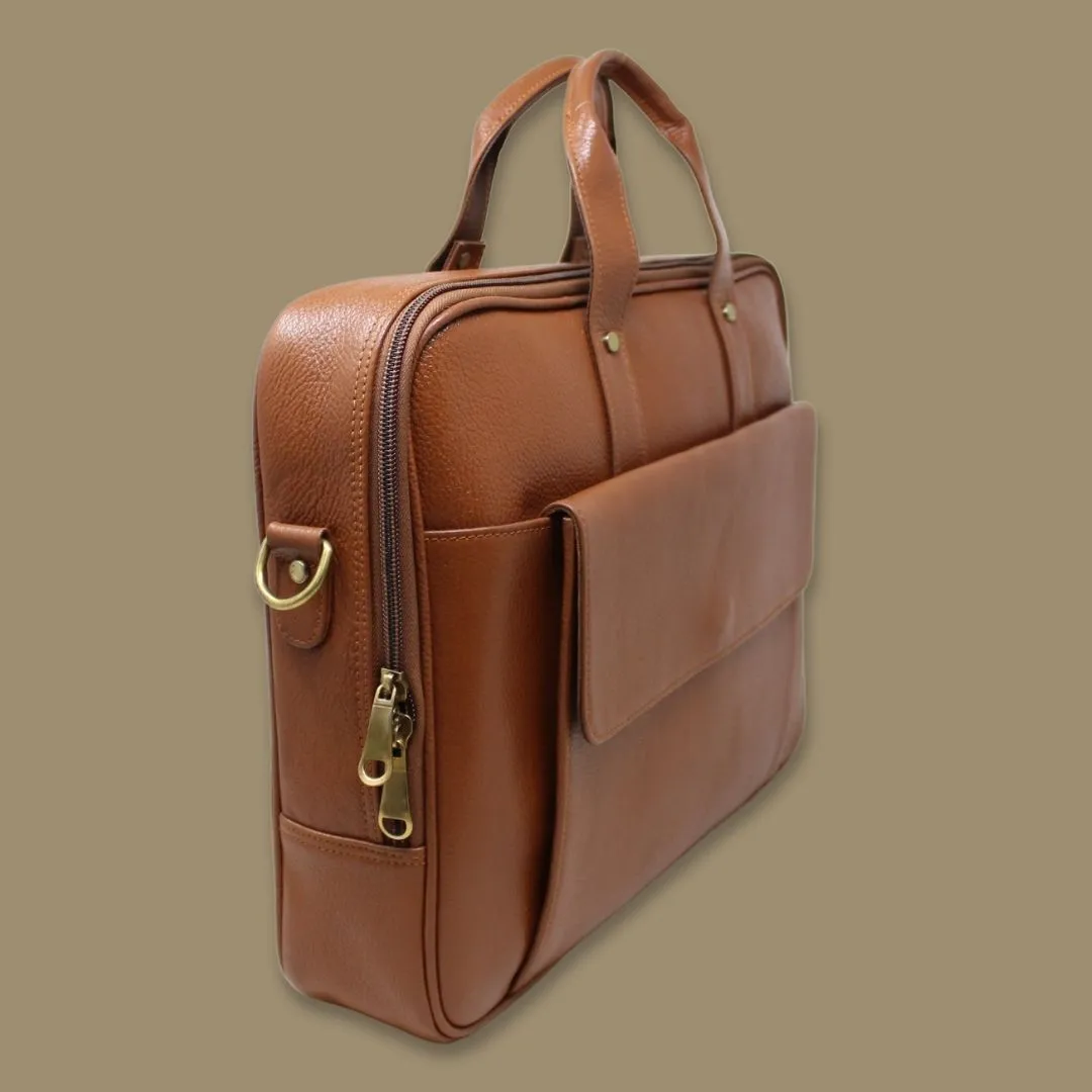 Ishaan Tan Genuine Leather Laptop Messenger Bag-Gs