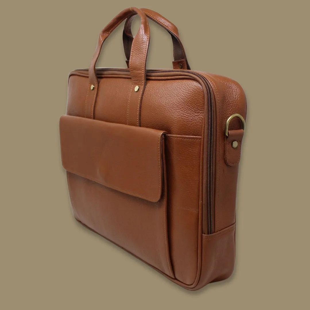 Ishaan Tan Genuine Leather Laptop Messenger Bag-Gs