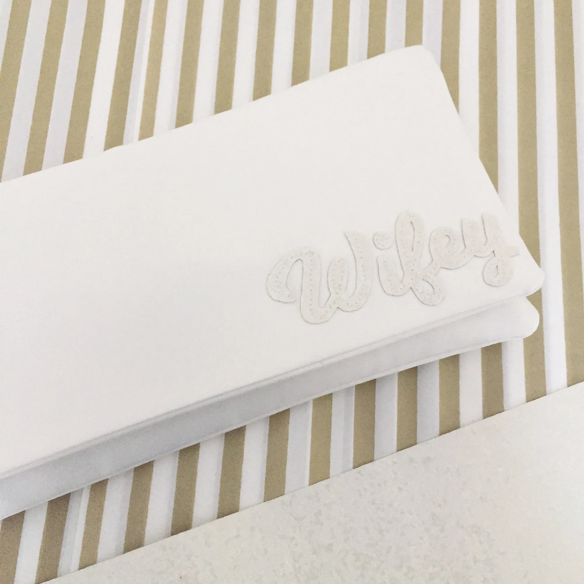Ivory satin WIFEY bridal wedding clutch handbag