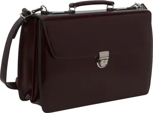 Jack Georges Elements Double Gusset Flap Over Briefcase #4402 (Burgundy)