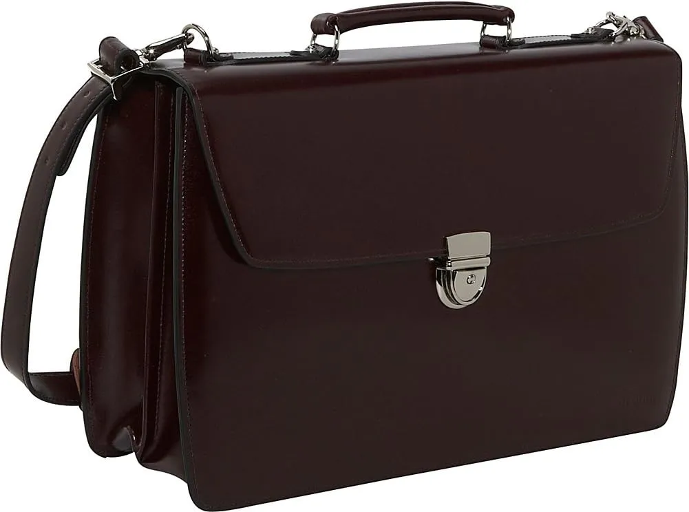 Jack Georges Elements Double Gusset Flap Over Briefcase #4402 (Burgundy)