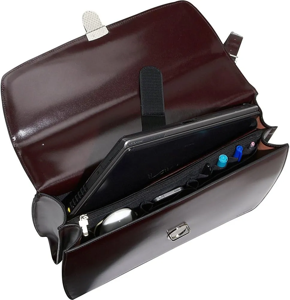 Jack Georges Elements Double Gusset Flap Over Briefcase #4402 (Burgundy)