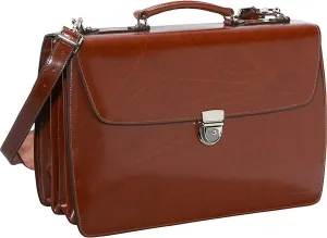 Jack Georges Elements Triple Gusset Flap Over Briefcase #4403 (Cognac)