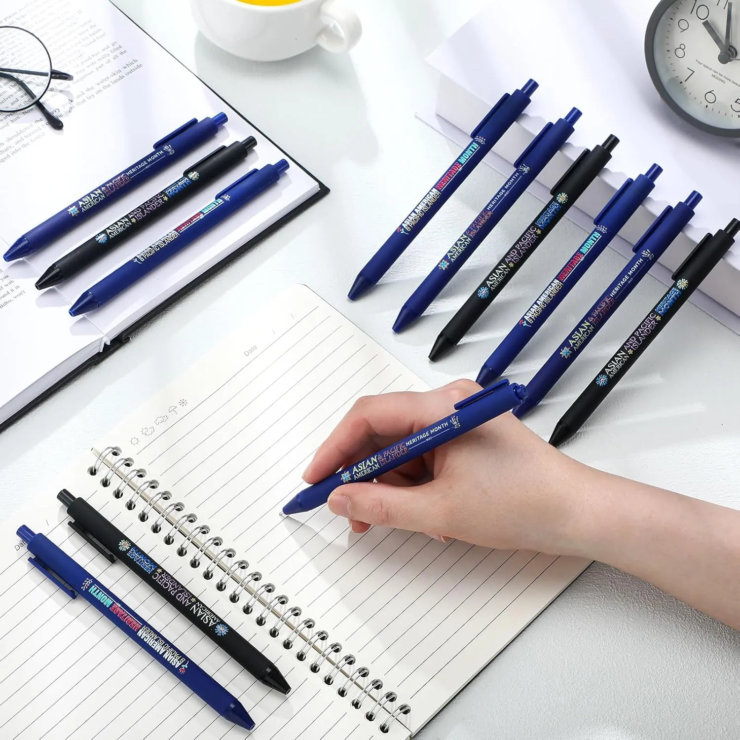 Janlaugh 120 Pcs Asian American and Pacific Islander Heritage Month Ballpoint Pens Bulk AAPI Ballpoint Gifts Pens Quote Retractable Pens for AAPI Month Party Supplies