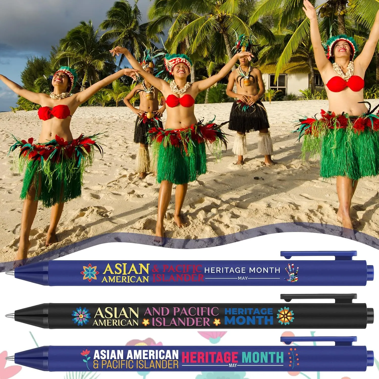 Janlaugh 120 Pcs Asian American and Pacific Islander Heritage Month Ballpoint Pens Bulk AAPI Ballpoint Gifts Pens Quote Retractable Pens for AAPI Month Party Supplies