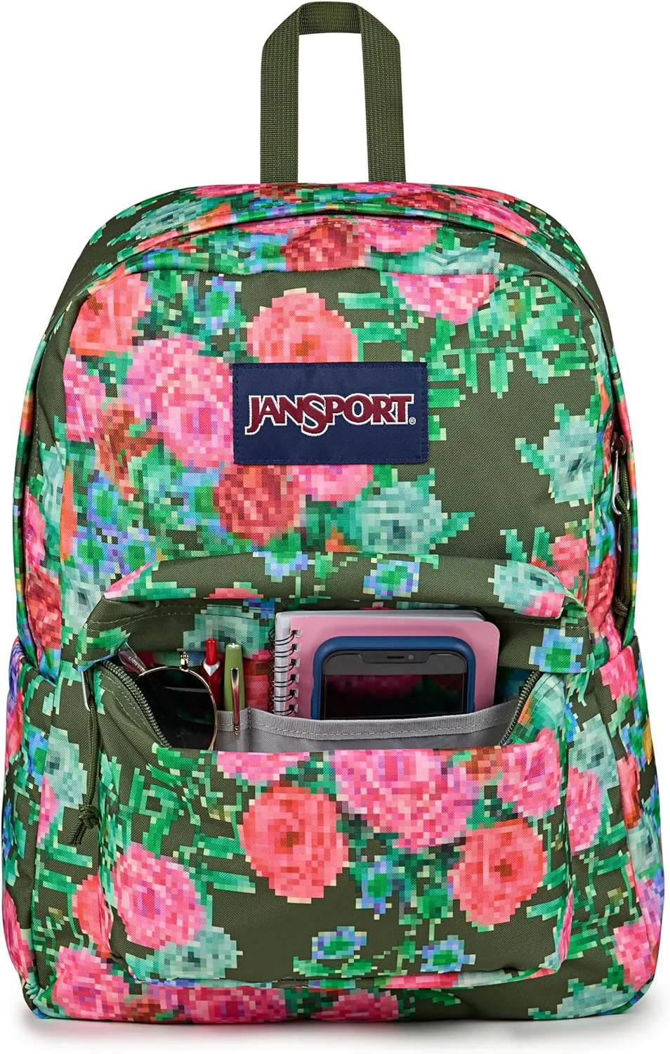 JanSport Superbreak Backpack - Durable, Lightweight Premium Backpack, Bit Bouquet Green​
