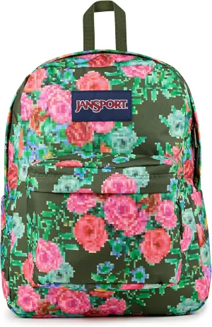 JanSport Superbreak Backpack - Durable, Lightweight Premium Backpack, Bit Bouquet Green​