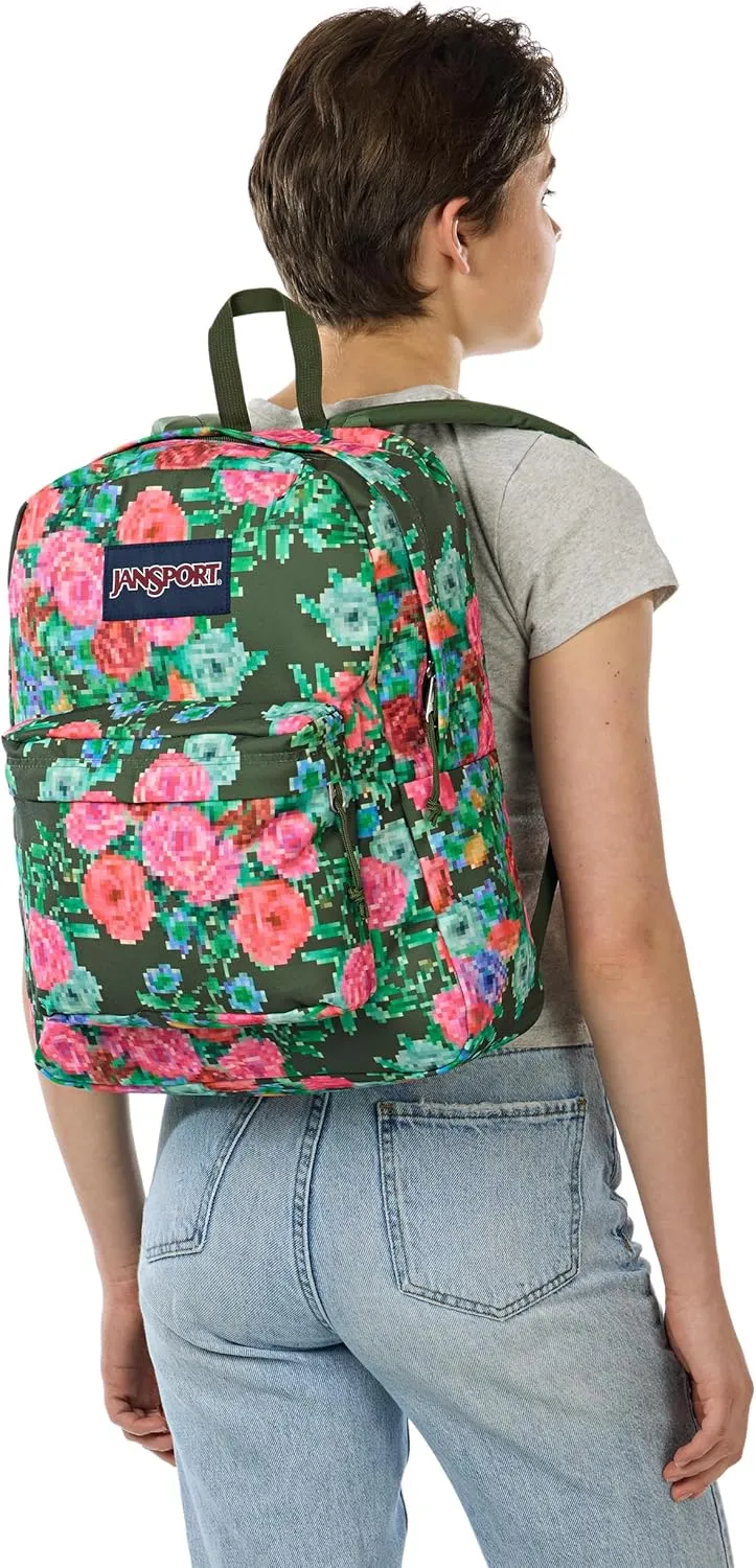 JanSport Superbreak Backpack - Durable, Lightweight Premium Backpack, Bit Bouquet Green​