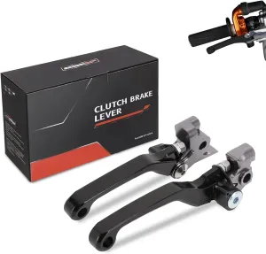 JFG RACING Dirt Bike Foldable Clutch Brake Levers,Clutch Lever Breakaway Levers for 125 150 250 300 350 450 500 SX XC EXC SXF EXCF XCW XCF TPI XCFW SMR Black