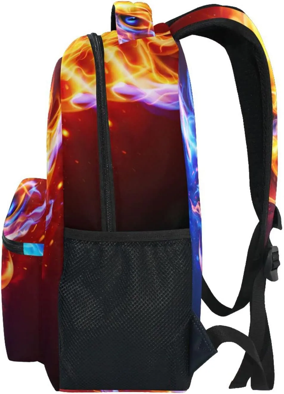 JIPONI Fire Dragon Head in Blue and Red Flame Backpack For Girls Boys, Student School Bag Bookbag Travel Laptop Backpack Purse Daypack