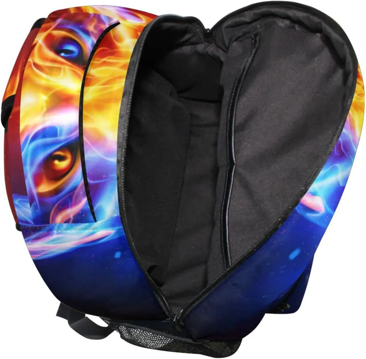 JIPONI Fire Dragon Head in Blue and Red Flame Backpack For Girls Boys, Student School Bag Bookbag Travel Laptop Backpack Purse Daypack