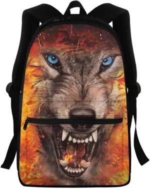 JooMeryer Teenage Girls' Boys' Animal Wolf School Backpack Bookbag Outdoor Travel Backpack Daypack Knapsack,Yellow Anger Wolf