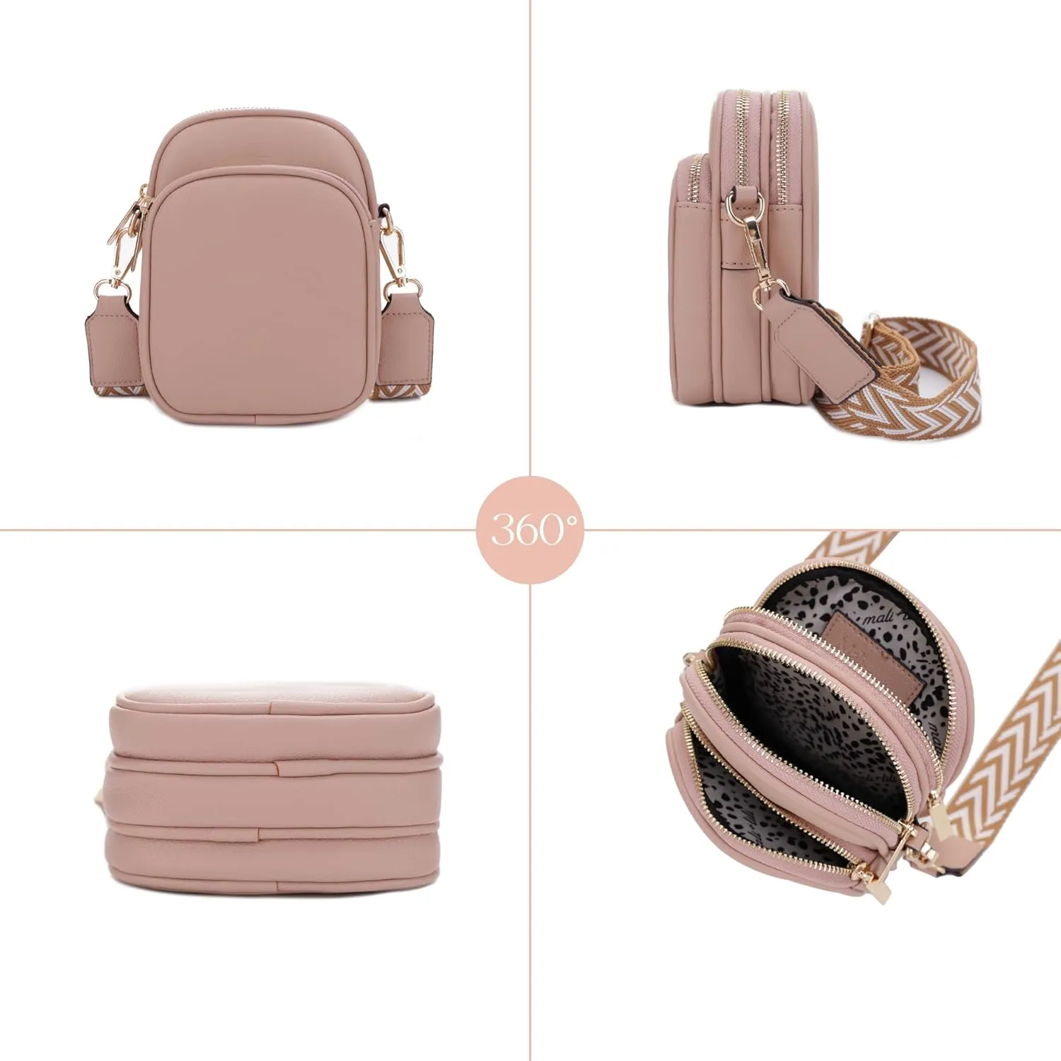 Josie Triple Zip Crossbody Bag