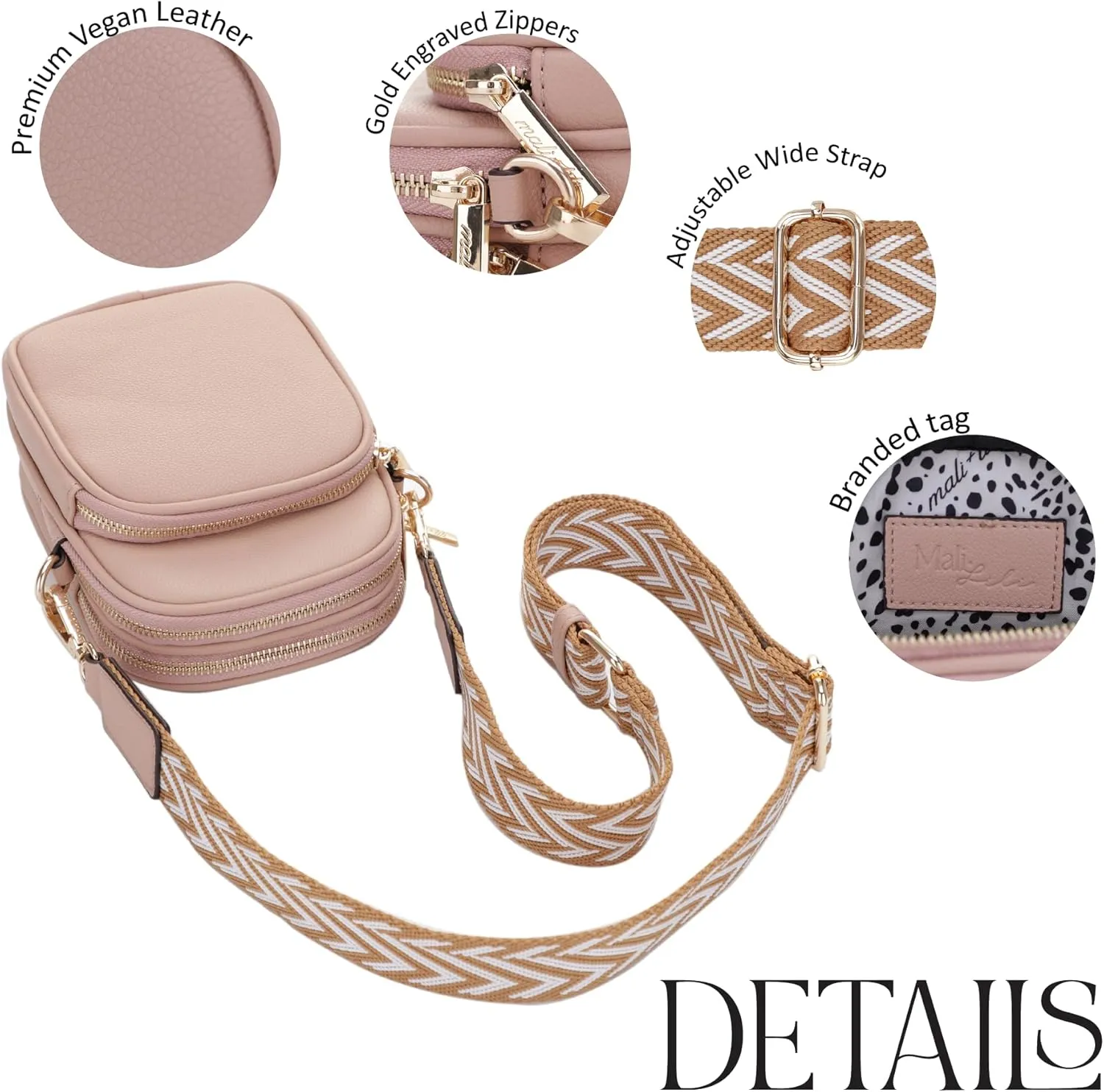 Josie Triple Zip Crossbody Bag