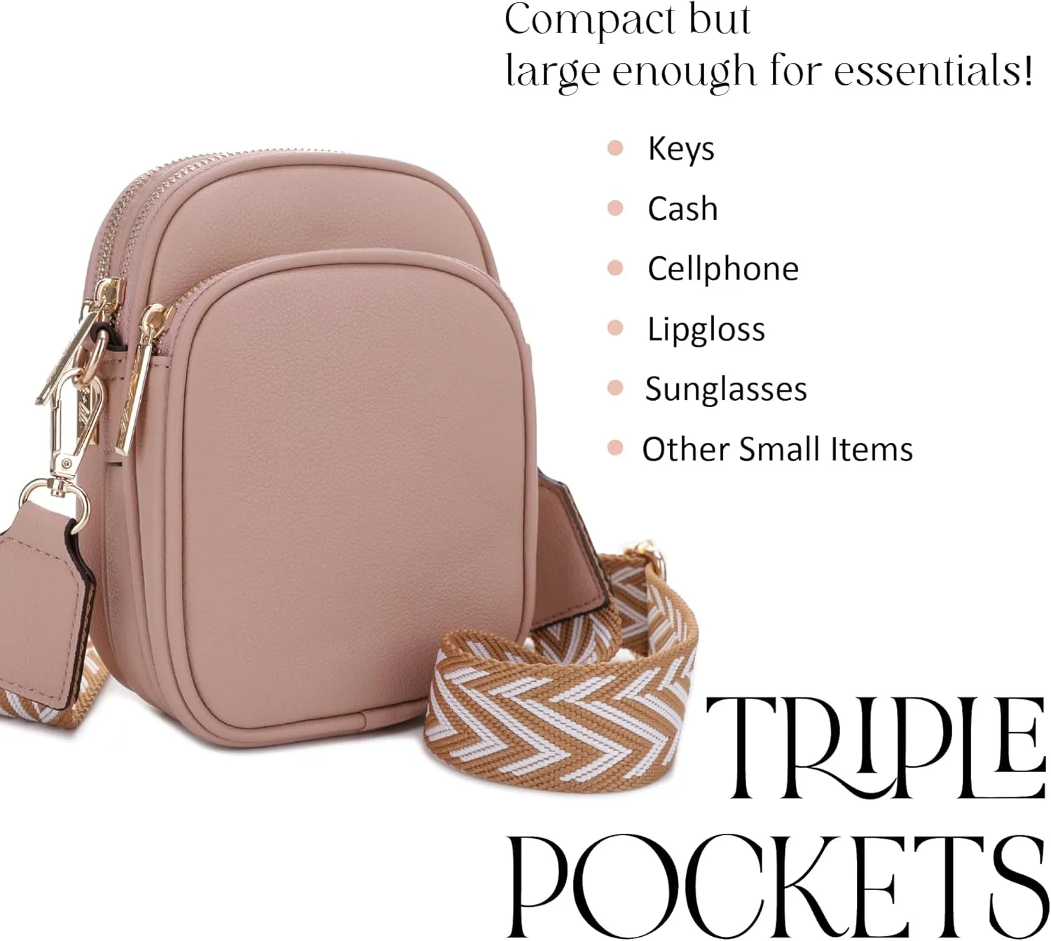 Josie Triple Zip Crossbody Bag