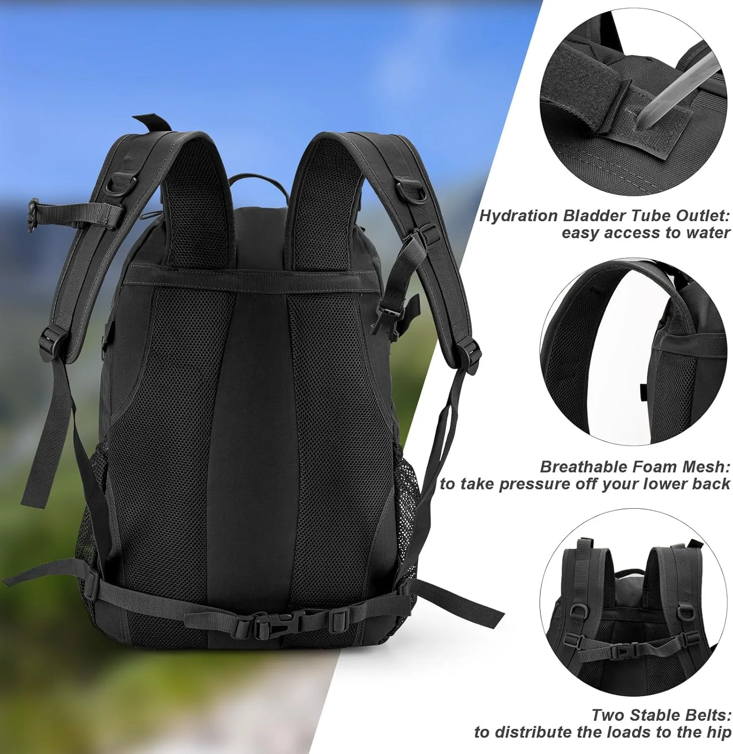 Jueachy Tactical Backpack for Men Hiking Day Pack Molle Military Rucksack Waterproof 30L EDC Bag with USA Flag Patch